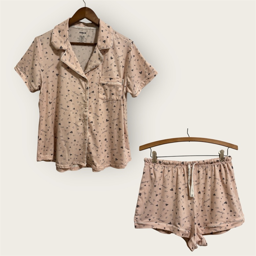 Hurley Light Pink Heart Pajama Set
